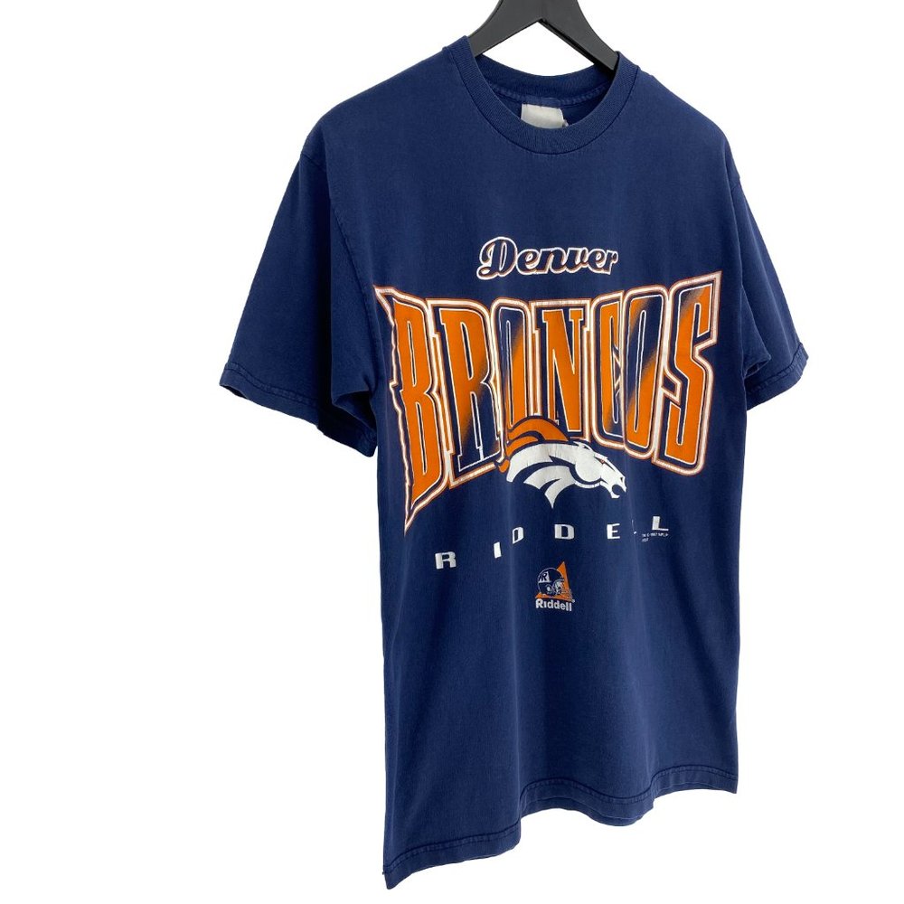 Vintage RIDDELL 1997 DENVER BRONCOS Blue Short Sleeves T-Shirt Size M - Picture 2 of 16